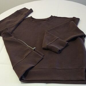 Classy Calia Women's Plum Crewneck Sweatshirt Sweater w/ Silver Side Zippers XL